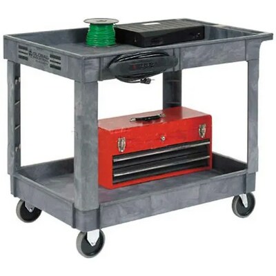 Global Industrial Utility Cart w/ 2 Shelves & 5 Casters, 500 lb. Capacity, 40L x 26W x 33H (498526)