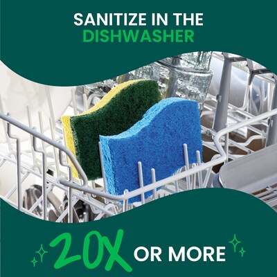 Scotch-Brite Non-Scratch Heavy Duty Sponge with Scrubber, No, Green/Yellow, 3 Sponges/Pack (HD3)