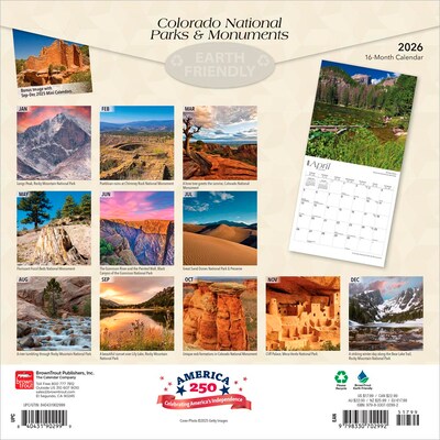 2026 BrownTrout Colorado National Parks & Monuments 12 x 12 Monthly Wall Calendar (9798330702992)