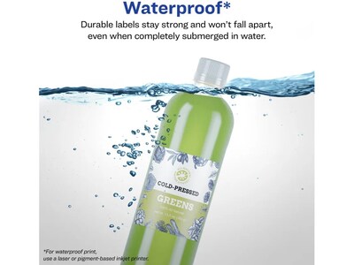 Avery Waterproof Laser/Pigment-Inkjet Square Labels, 2" x 2", Glossy White, 96 Labels/Pack (64510)
