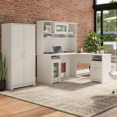 Bush Furniture Cabot 61"H Tall Storage Cabinet with 4 Shelves, White (WC31999)