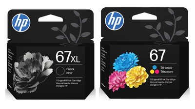 HP Original 67XL Black High-Yield Ink / 67 Tri-Color Standard Ink Cartridges (2-Pack)