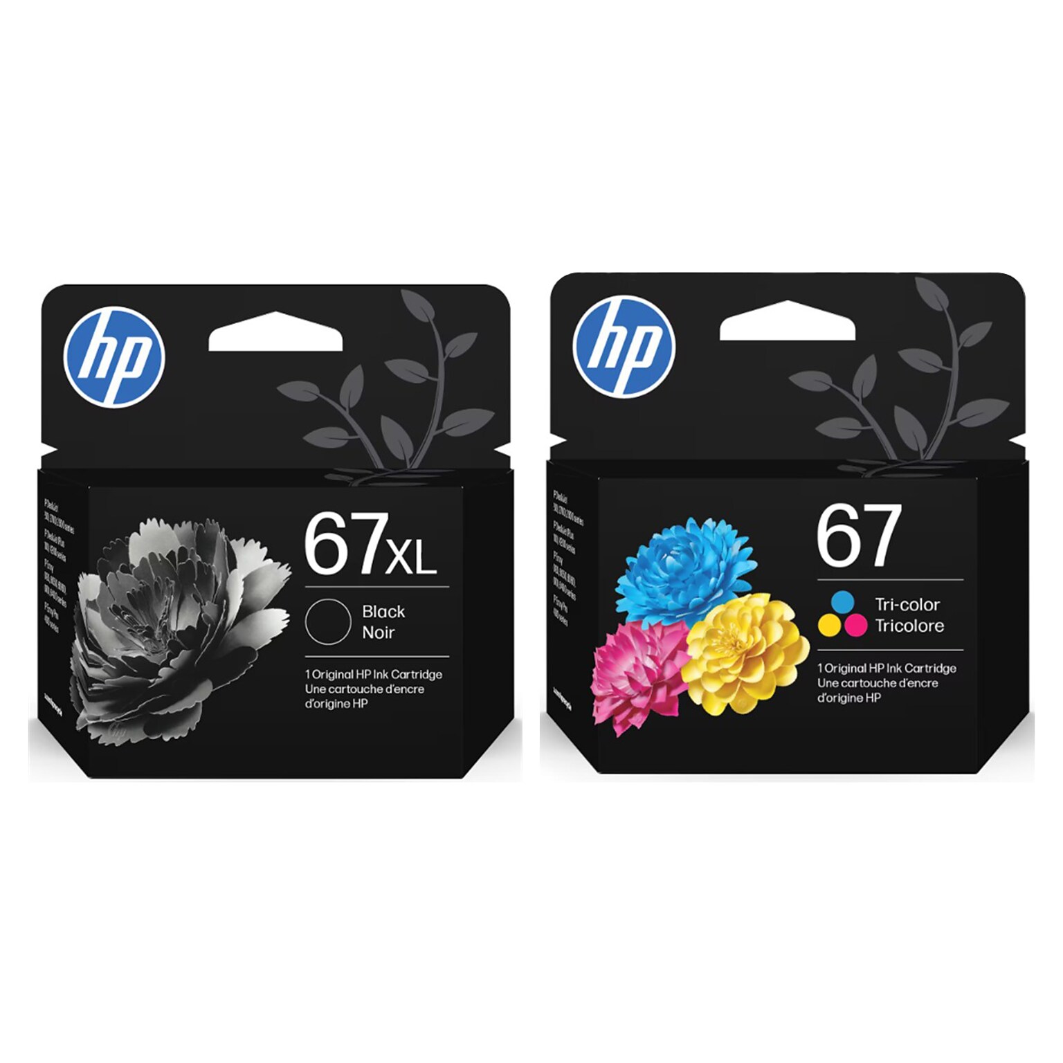 HP Original 67XL Black High-Yield Ink / 67 Tri-Color Standard Ink Cartridges (2-Pack)
