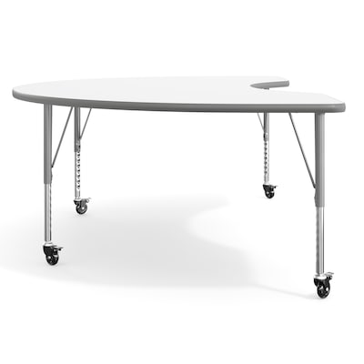 Flash Furniture Wren Kidney Activity Table, 72" x 48", Height Adjustable, White Top/Silver Frame (XUA4872KDWHTPC)
