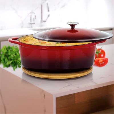 MegaChef Cast Iron 7 Qt. Dutch Oven, Red (937112870M)