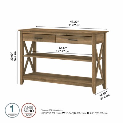 Bush Furniture Key West 47" x 16" Console Table with Drawers and Shelves, Reclaimed Pine (KWT248RCP-03)