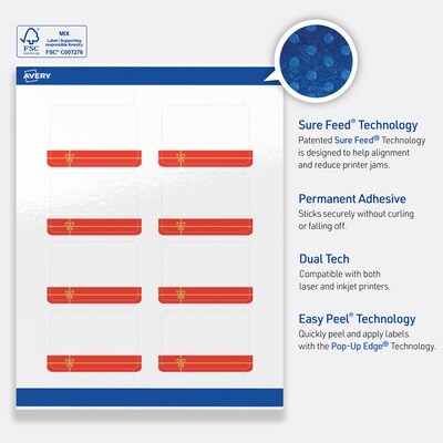 Avery Rectangle Multipurpose Labels, 2" x 3", White, 80/Pack (19479370559)