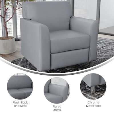 Flash Furniture Hercules Diplomat LeatherSoft Reception Chair, Gray/Chrome Legs (BT8271GYCHR)