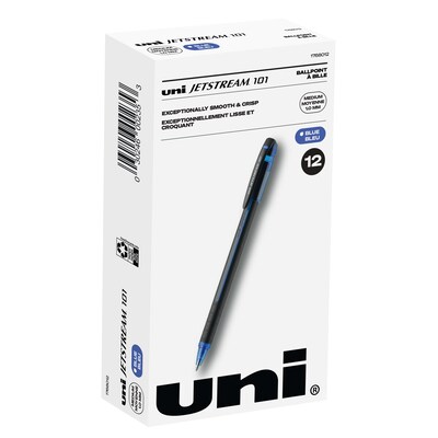 uni Jetstream 101 Ballpoint Pen, Medium Point, 1.0mm, Blue Ink, Dozen (1768012)