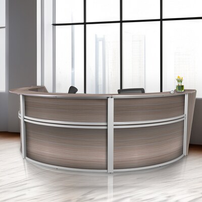 Regency Marque 144W Curved Reception Desk Workstation, Driftwood Gray (77293GY)