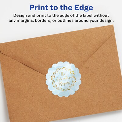 Avery Laser/Inkjet Decorative Edge Multipurpose Labels, 2.5"  x 2.5", Glossy White, 90/Pack (94516)