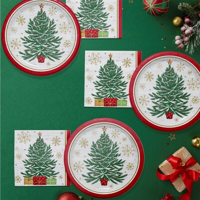 Say Hooray! Timeless Tree Paper Plates and Napkins Kit, Multicolored, 48/Pack (DTC9400E2G)