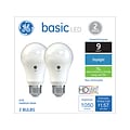 GE Basic LED 75-Watt Soft White , A19 Standard Bulbs, 2/Pack (37019)