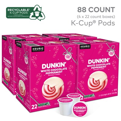 Dunkin White Chocolate Peppermint Coffee Keurig® K-Cup® Pods, Medium Roast, 22/Box (5000358858)
