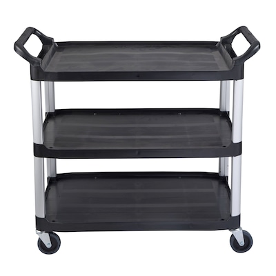 Luxor 3-Shelf Serving Cart with Swivel Wheels, Black/Aluminum (SC13-B)