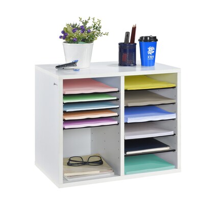 AdirOffice 500 Series 12-Compartment Literature Organizers, 20" x 11.8", White, 2/Pack (500-12-WHI-2PK)