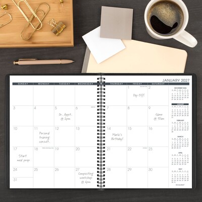 2027 AT-A-GLANCE 9" x 11" Monthly Planner, Faux Leather Cover, Black (70-270-05-27)