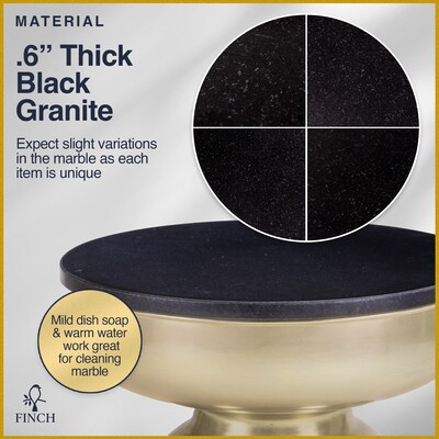 Finch Adler Brass Metal Side Table, Black/Gold (FUTB10153A)
