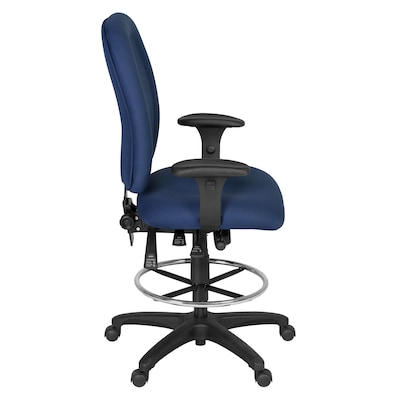 Regency Comfort Series Fabric Drafting Chair with Footrest and Lumbar Support, Navy Blue (125-DK-NV)