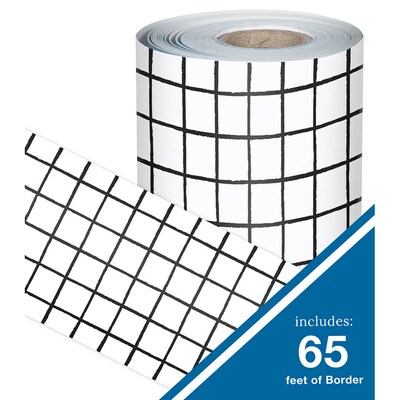 Carson-Dellosa Happily Ever Elementary Straight Bulletin Board Borders, Black & White Grid, 3/Bundle (CD-108512-3)