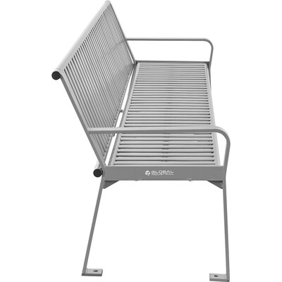 Global Industrial 8' Outdoor Bench with Back, Vertical Steel Slat, Gray (694855GYKD)