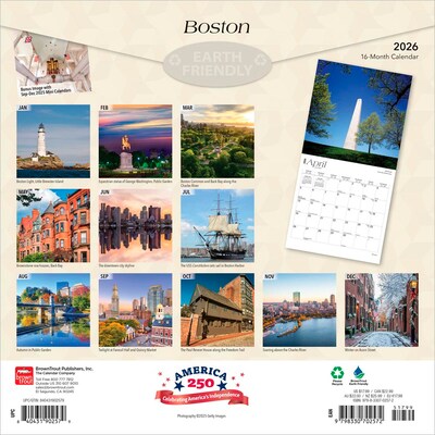 2026 BrownTrout Boston 12 x 12 Monthly Wall Calendar (9798330702572)