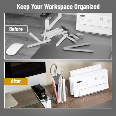 Mind Reader Plastic Pen Cup Holder, Clear (ACPEN-CLR)
