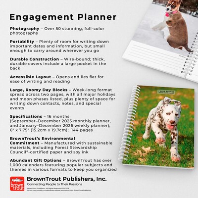2026 BrownTrout I Love Puppies 6.5" x 7.75" Weekly Planner (9798330705269)