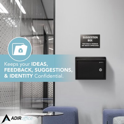 AdirOffice Steel Multipurpose InterOffice Drop Box Mailbox, Medium, Black (631-02-BLK-PKG)