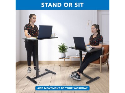 Mount-It! Height-Adjustable Overbed Desk, 26.3"-42.1"H, Black (MI-8040)