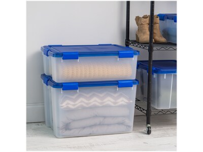 Iris WeatherPro 74 Qt. Latch Lid Storage Bin, Clear/Blue (500204)