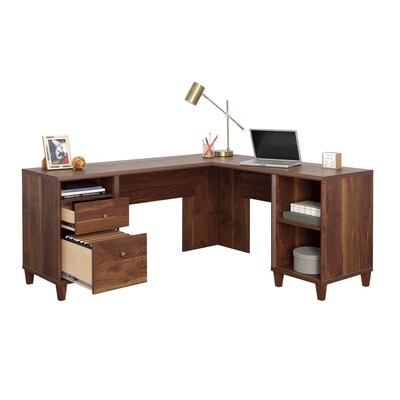 Sauder Willow Place 65"W L-Shaped Home Office Desk, Grand Walnut (433812)