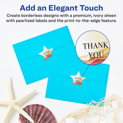 Avery Pearlized Ivory Burst Multipurpose Labels, 2-1/4 x 2-3/8, Ivory, 120/Pack (94611)