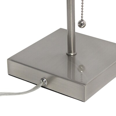 Simple Designs Petite Stick Lamp with USB Charging Port and Fabric Shade, White (LT1087-WHT)
