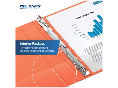 Davis Group Easyview Premium 5" 3-Ring View Binders, D-Ring, Orange, 4/Pack (8407-19-04)