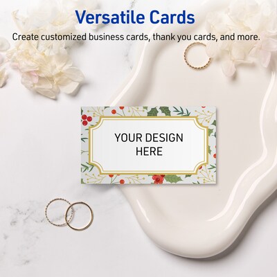 Avery Gold-Blue Border Berries Matte Blank Card, White, 80/Pack (S00-FE7)