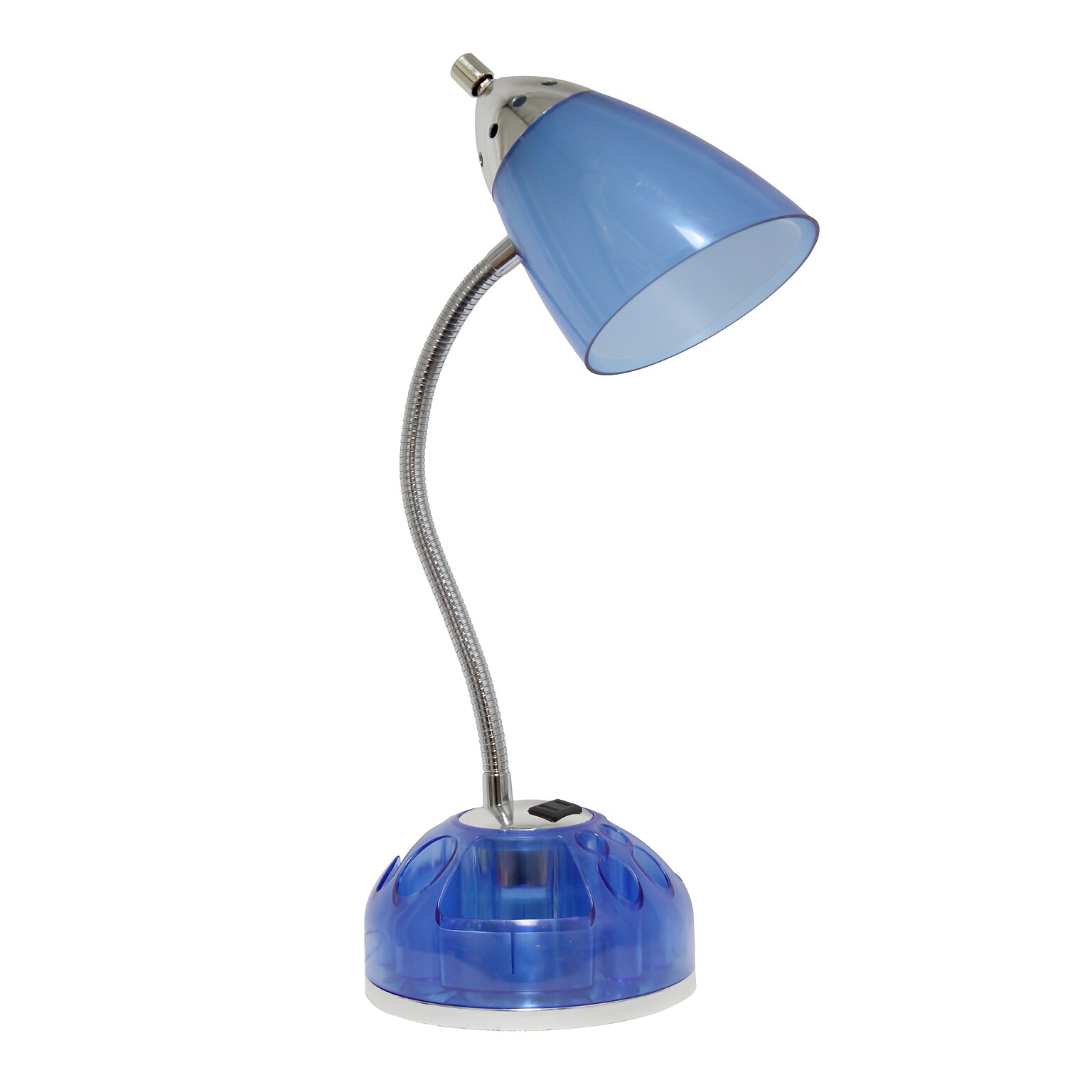 Creekwood Home Sleek Essentials 19.5 Basic Swivel Desk Lamp with Charging Outlet and Storage, Clear Blue (CWD-1003-CB)