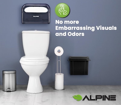 Alpine Industries Plastic Sanitary Napkin Disposal Receptacle, 10"x 5", Black (451-BLA-MK)