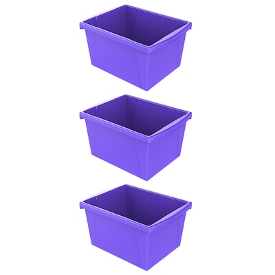 Storex Polypropylene/PP 4 Gallon Classroom Storage Bin, 7.9 x 11.3 x 13.6, Purple, 3/Bundle (STX61481U06C-3)