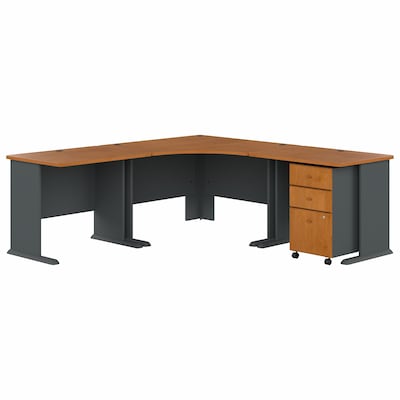 Bush Business Furniture Cubix 84W Corner Desk with Mobile File Cabinet, Natural Cherry/Slate (SRA04