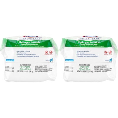Clorox Healthcare Hydrogen Peroxide Cleaner Disinfectant Wipes, 185 Count, 2 Refills/CT (30827)