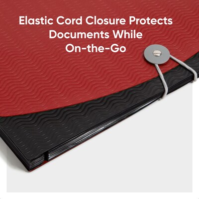 Smead Plastic Accordian File, 12 Pockets, Letter Size, Red/Black (70866)