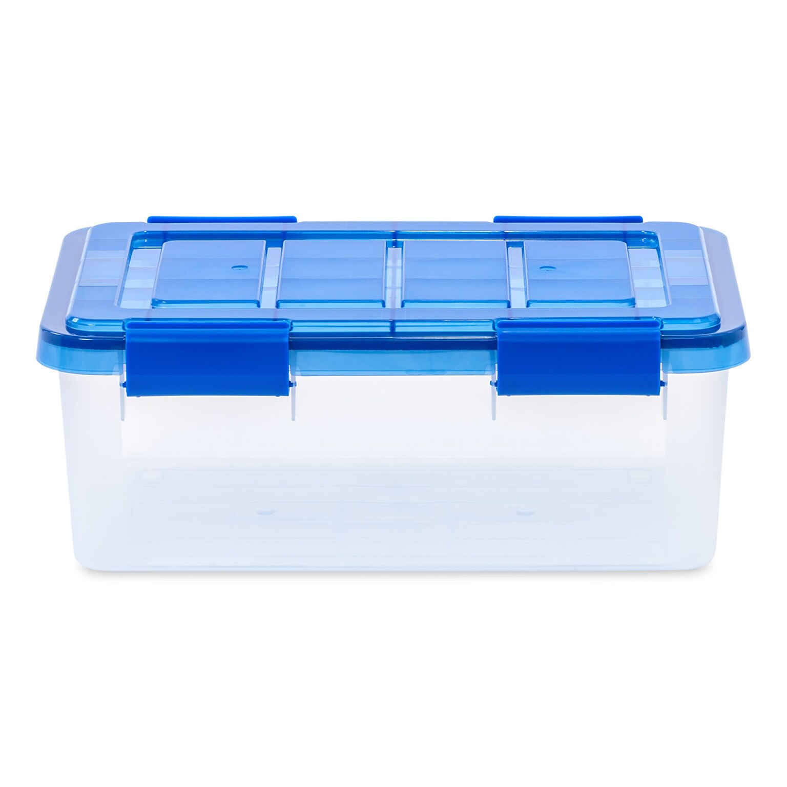 Iris 16 Quart Ultimate Clear Plastic Latching Storage Bin, Blue (500196)