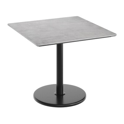 Flash Furniture Acadia Square Wooden Dining Table with Round Base, 36D x 36W, Gray Faux Concrete/Black Base (STSQ36CGTR24)