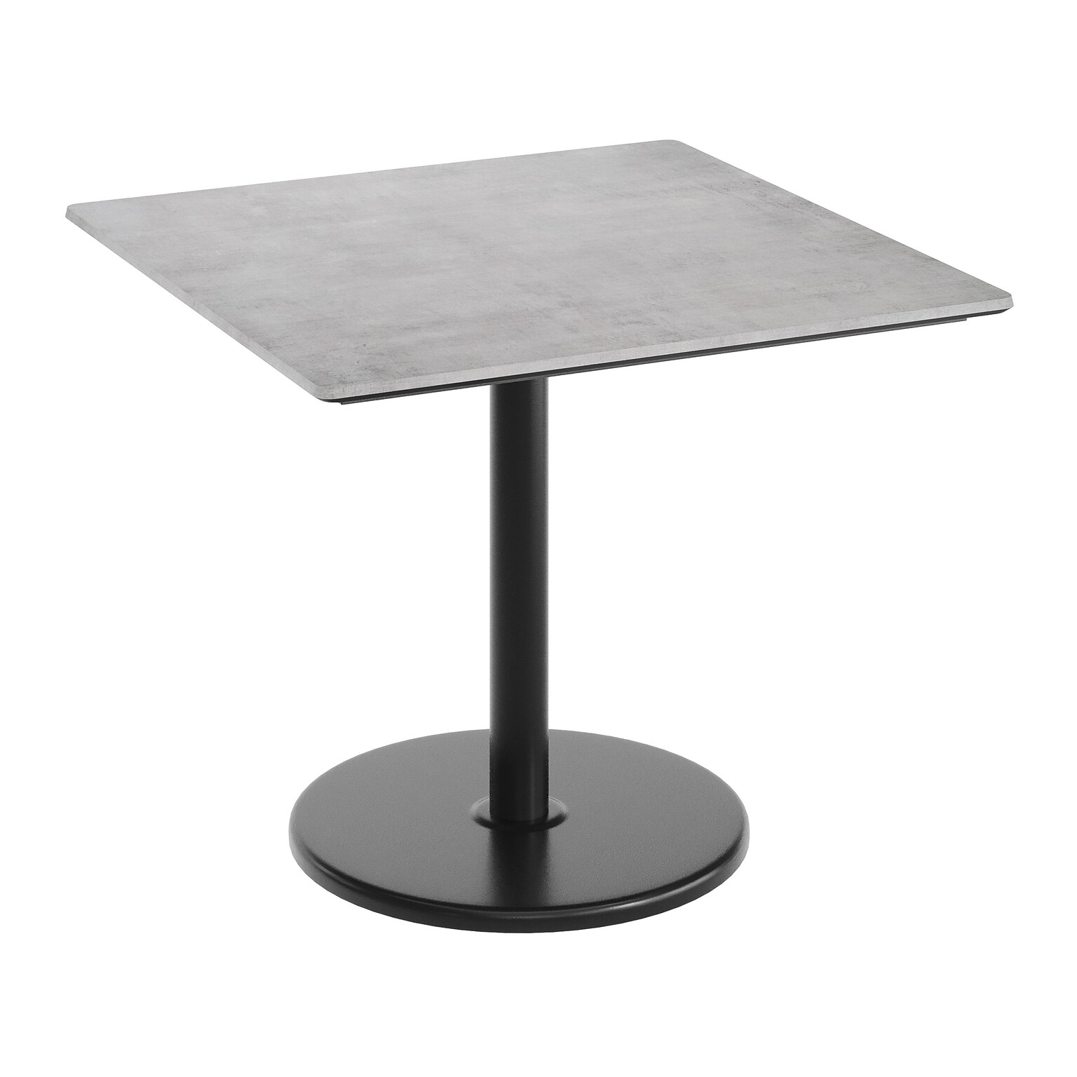 Flash Furniture Acadia Square Wooden Dining Table with Round Base, 36D x 36W, Gray Faux Concrete/Black Base (STSQ36CGTR24)