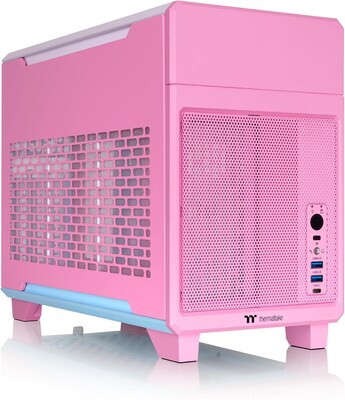 Thermaltake TR100 Mini ITX Mini-Tower Computer Case, Bubble Pink (CA-11A-00SANN-00)