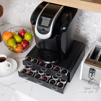 Mind Reader Plastic 2-Tier 6-Drawer Coffee Pod Storage Drawer, 72 Pod Capacity, Black (TRY6PC-BLK)