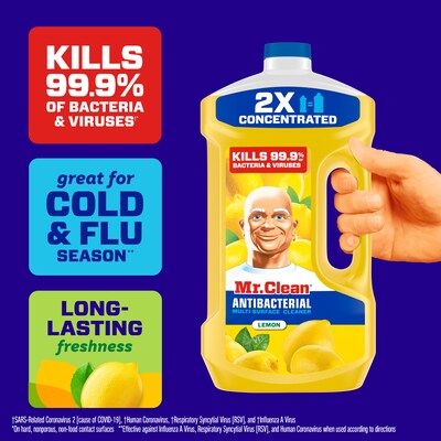 Mr. Clean Antibacterial Multi-Surface Cleaner, Lemon Scent, 64 Fl. oz. (11290)