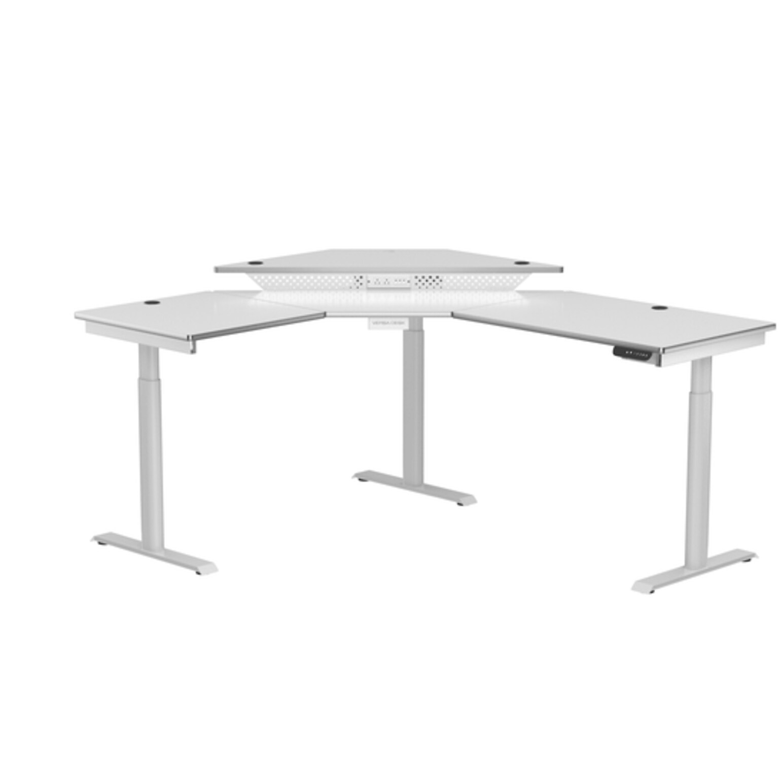 VersaDesk PowerLift 72W Electric Corner Adjustable Standing Desk, White (PLCSD6072-WW-APP)