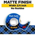 Scotch Wall-Safe Transparent Clear Tape Refill, 0.75 x 22.22 yds., 1 Core, 6 Rolls/Pack (813S6)